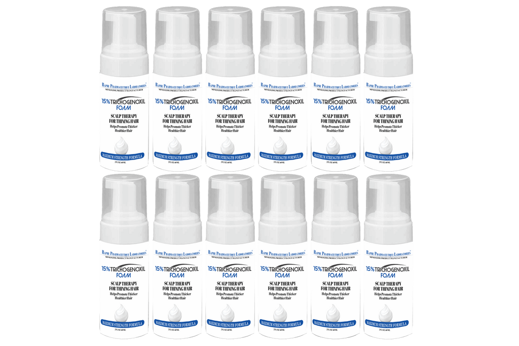 15% Trichogenoxil After Shower Fast Action Hair Loss Recovery Foam Men & Women 12 Packs 1 Year Supply