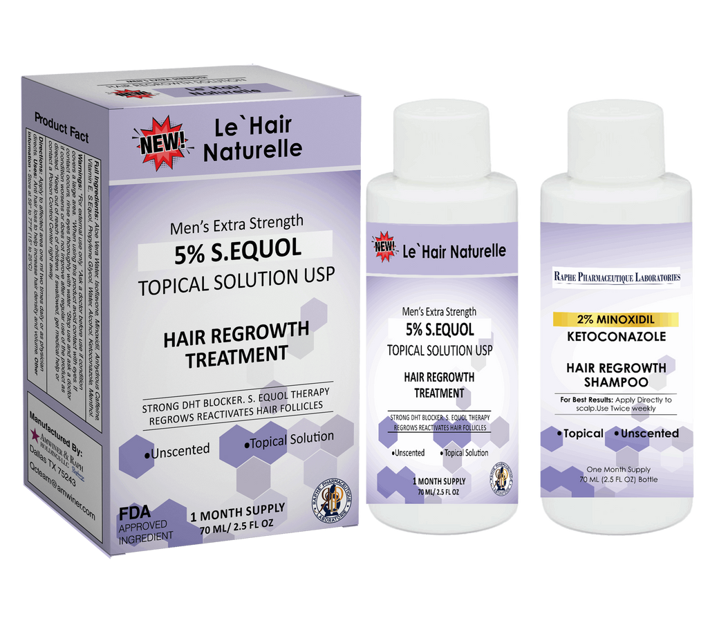 Natural Hair Loss Treatment For Men with 5% Minoxidil S.EQUOL Caffeine Vitamin E and Ketoconazole 15000 Packs