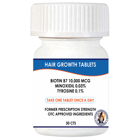 Over-the-Counter Hair Loss Treatment Tablets Maximum Strength 10,000mcg Biotin 0.03% Minoxidil and 0.1% Tyrosine